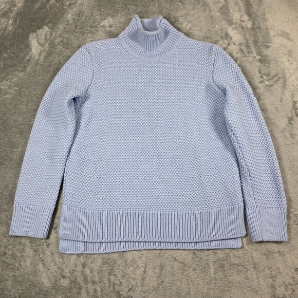 Saint James Sweater Womens 8 Blue Alpaca Wool Blend Nautical Textured Rollneck - Picture 2 of 11
